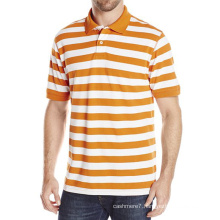 Wholesale Men Casual Polo Shirts Cotton Stripe Pique Polo Shirts